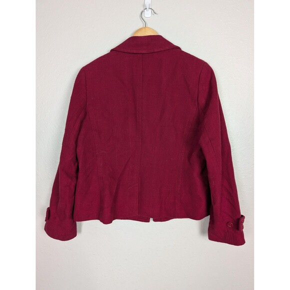 Talbots Blazer Womens 16P Red Cotton Textured Single Button Lined Petite Jacket - Picture 2 of 7